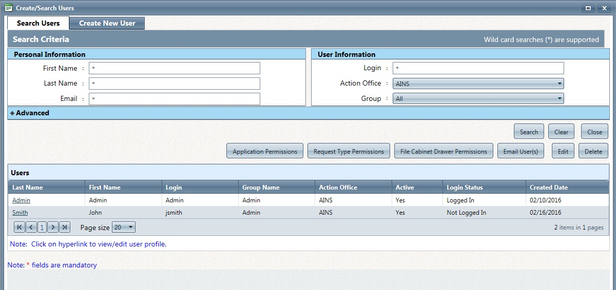 User Search